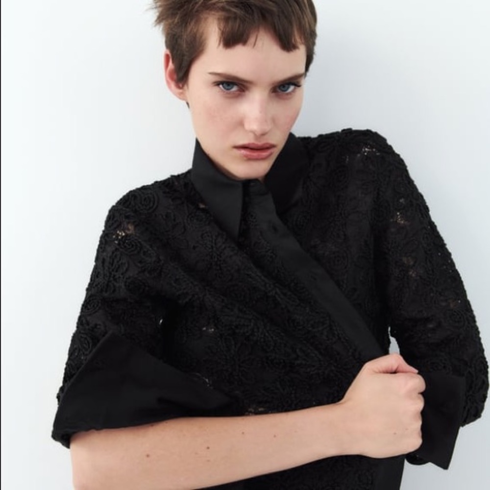 NEW ZARA OPENWORK SHIRT NWT